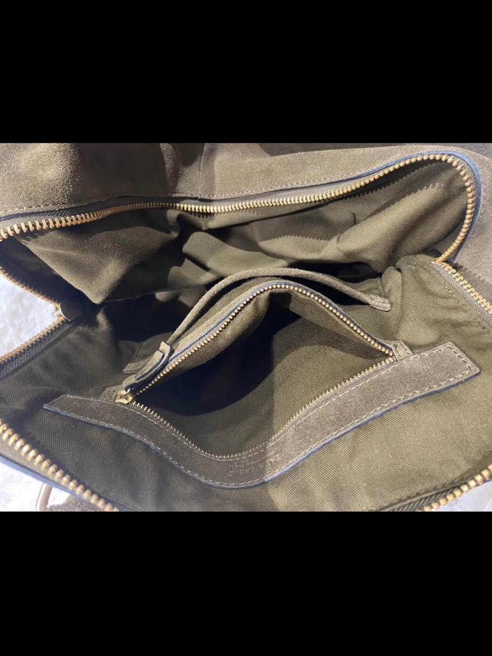 Zara Suede Olive Green Structured Shoulder Bag - Picture 4 of 8